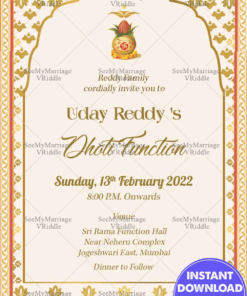 Hindu Traditional Boarder Dhoti Ceremony Invitation Card