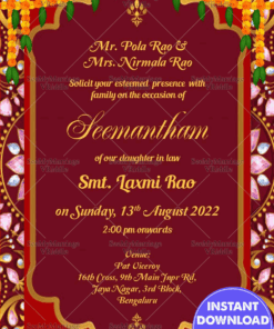 Maroon Theme Godh Bharai Invitation Card