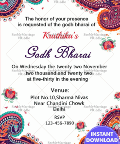 Printable Simple Design Godh Bharai Invittion Card