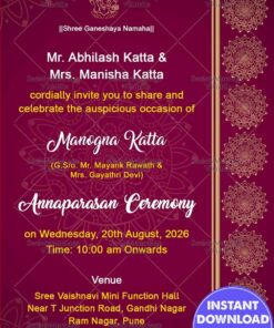 Purple Theme Golden Mandala Designed Annaprasan Invitation Card