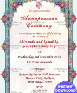 Simple Floral Flowers Annaprashan Invitation Card