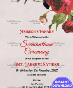 Simple Flowers Theme Seemantham Invitation Card