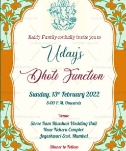 Traditional Hindu Dhoti Ceremony Invitation Card
