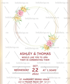 Simple Floral Flowers Background With Cute Couple Theme Anniversary Gif Invitation Card | ID: 11938