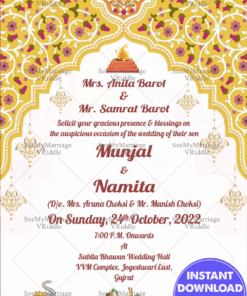 Maharaja Elephant Theme Gujarati Wedding Invitation Card