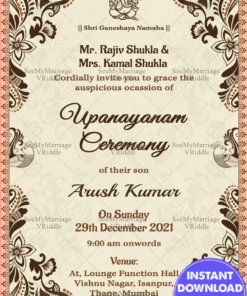 Pink Border Theme Card With Floral Design Nepali Bratabandha Ceremony