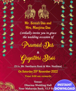 Red Theme Traditional Gujarati Wedding Invitaion card