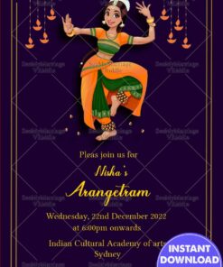 Simple Persian Blur Theme Arangetram Invitation Card