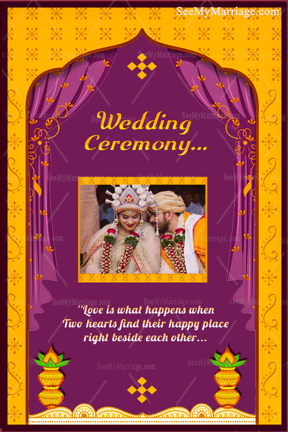 Traditional Yellow & Purple Theme Odiya Wedding Invitation Card - Image 2