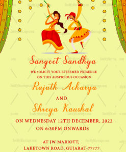 Simple Traditional Yellow Theme With Cute Couple Gujarati Wedding Invitation Card