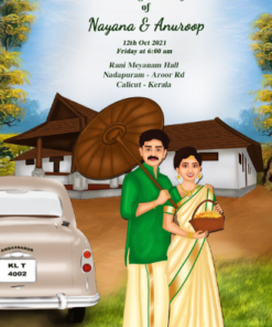 Kerala Traditional Caricature Theme Wedding Invitation Video | ID: 11982