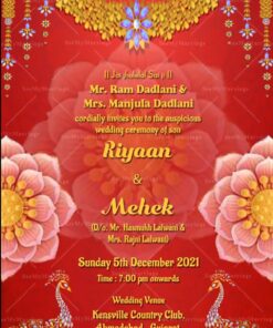 Red theme Decorated Sindhi Wedding Invitation GIF
