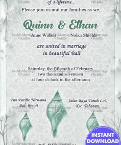 Bali Indonesia Asia Destination Wedding Invitation