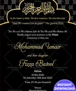 Black & Golden Muslim Nikah Invitation