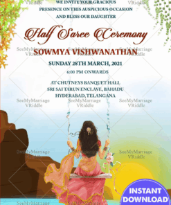 Girl on Swing Half Saree Invitation Card