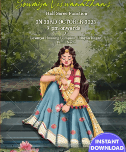 Hindu Royal Theme Half Saree function Invitation card