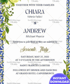 Lemon Blue Yellow Watercolor Illustrated Invitation