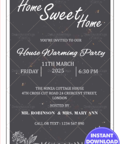 Message Written In Chalk on Black Slate Theme Invitation For House Warming Of Home Sweet Home