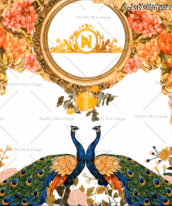 Exotic Garden Theme Wedding Invitation With Gold Accents And Majestic Peacocks