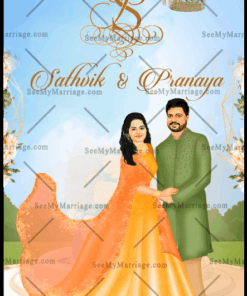 An Elegant Insta Worthy Wedding Invitation Videos With Caricature Of The Happy Couple