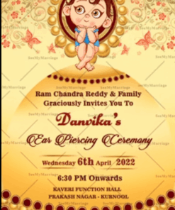 Thinking Baby With Golden Theme Ear Piercing Ceremony Video Invitation