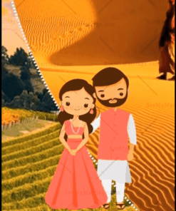 A Destination Wedding Invitation For A Love Story Of Two States With Cute Cartoons Automation