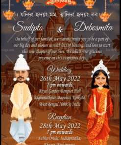 A Fun Wedding Invitation Video Of A Bengali Caricature Couple With All Traditional Trappings