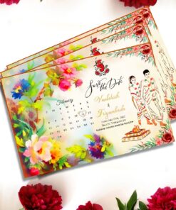 Floral Calendar Theme Unique Tamil Invitation For Wedding Ceremony