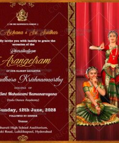 A Grand Arengatram Ceremony Invitation Card For Ranga Pravesham On The World Stage