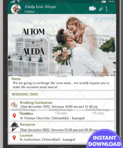 A Modern Social Media Broadcast Theme Wedding Invitation Card With Couple Image