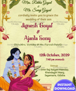 Traditional Wedding Invitation Card Inspired By Eternal Love Of Radha Krishna