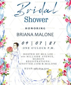A Cute And Classy Blue Theme Invitation Card For A Christian Wedding With Bridal Shower