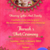 A Festive Pink Theme Invitation Card With Multicolored Mandala Design For A Grand Dhoti Function