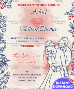 A Man And Wife Theme Christian Wedding Invitation With Splashes Of Peachy Pink Color