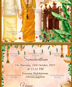 A Traditional South Indian Wedding Invitation Card In A Together Forever With Devine Blessings Theme