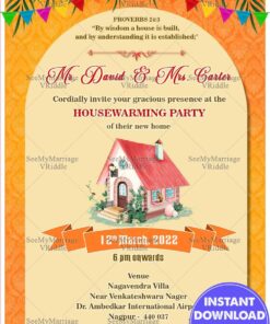 Christian Housewarming Invitation Card With Cottage Clip Art