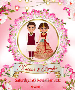 Creative Cartoon Pink Theme Wedding Invitation Video - 218165 - Free