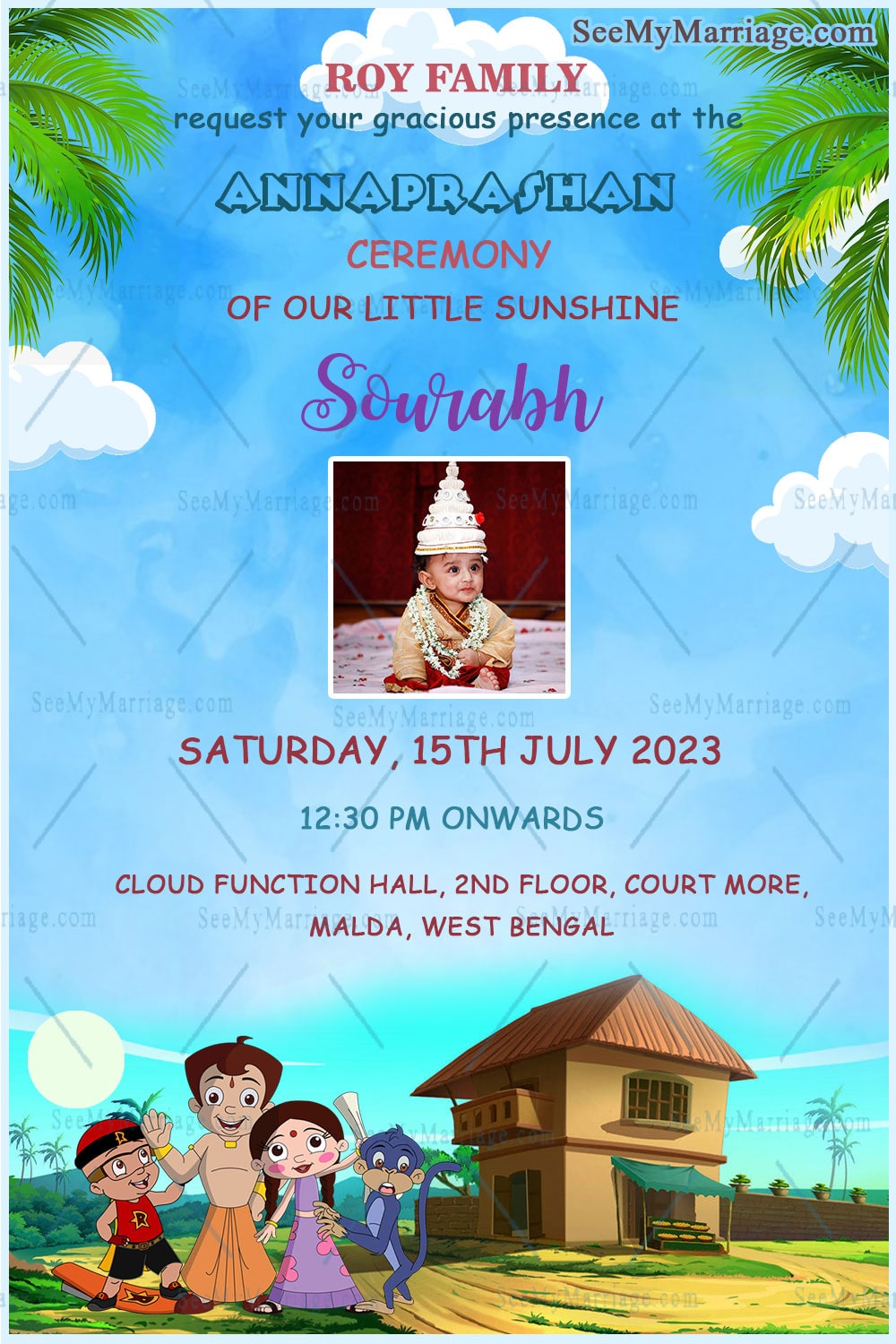 Annaprashan Invitation Card Chotha Bheem Theme - Image 2
