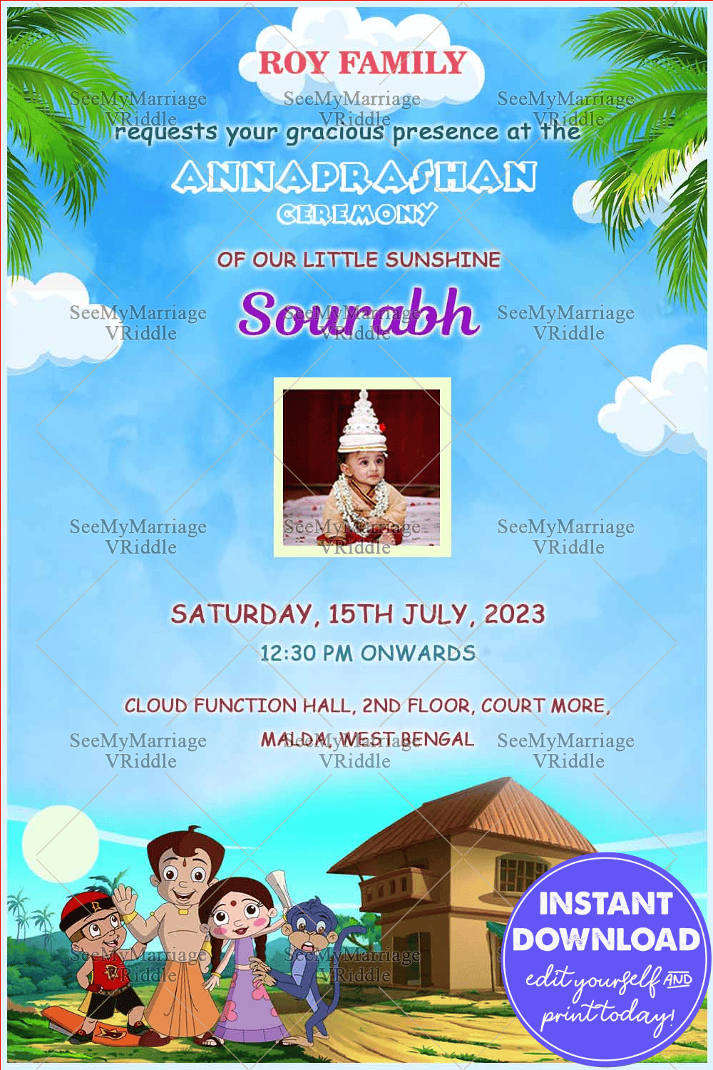 Annaprashan Invitation Card Chotha Bheem Theme