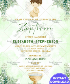 Garden Of Eden Theme Baptism Invitation