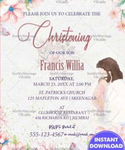 In Arms Of Jesus Theme Christening Invitation Card