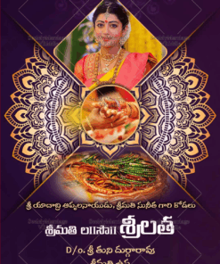 Telugu Seemantham Invitation Baby Shower Purple Theme