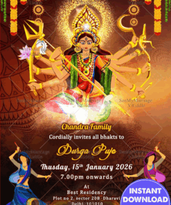 Devi Navaratri Mata Ki Jagran Invitation Card Dandia Theme