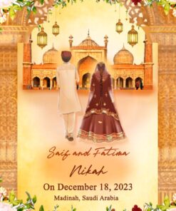A Pious Traditional Muslim Nikah Invitation Video In Golden Grandeur