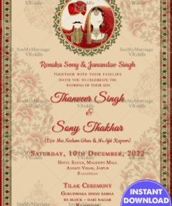 Traditional Rajasthani Wedding Invitation Card Cream Theme