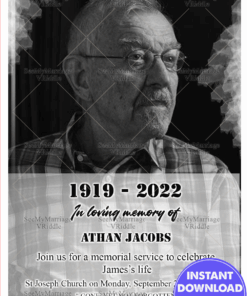 Monochromatic Obituary | Memorial Invitation Card