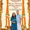Traditional Theme Bangle Ceremony Invitation Card Parents To Be Caricature