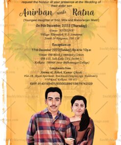 Vintage Caricature Theme Wedding Invitation Card