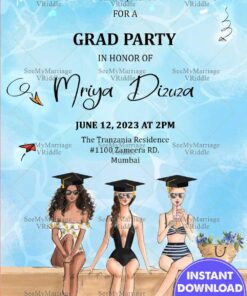 Cool Pool Theme Graduation Party Invitation Card Swimwear Divas