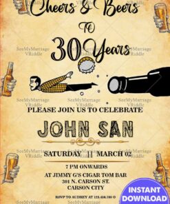 Funny 30th Birthday Invitation Card Drunk Man